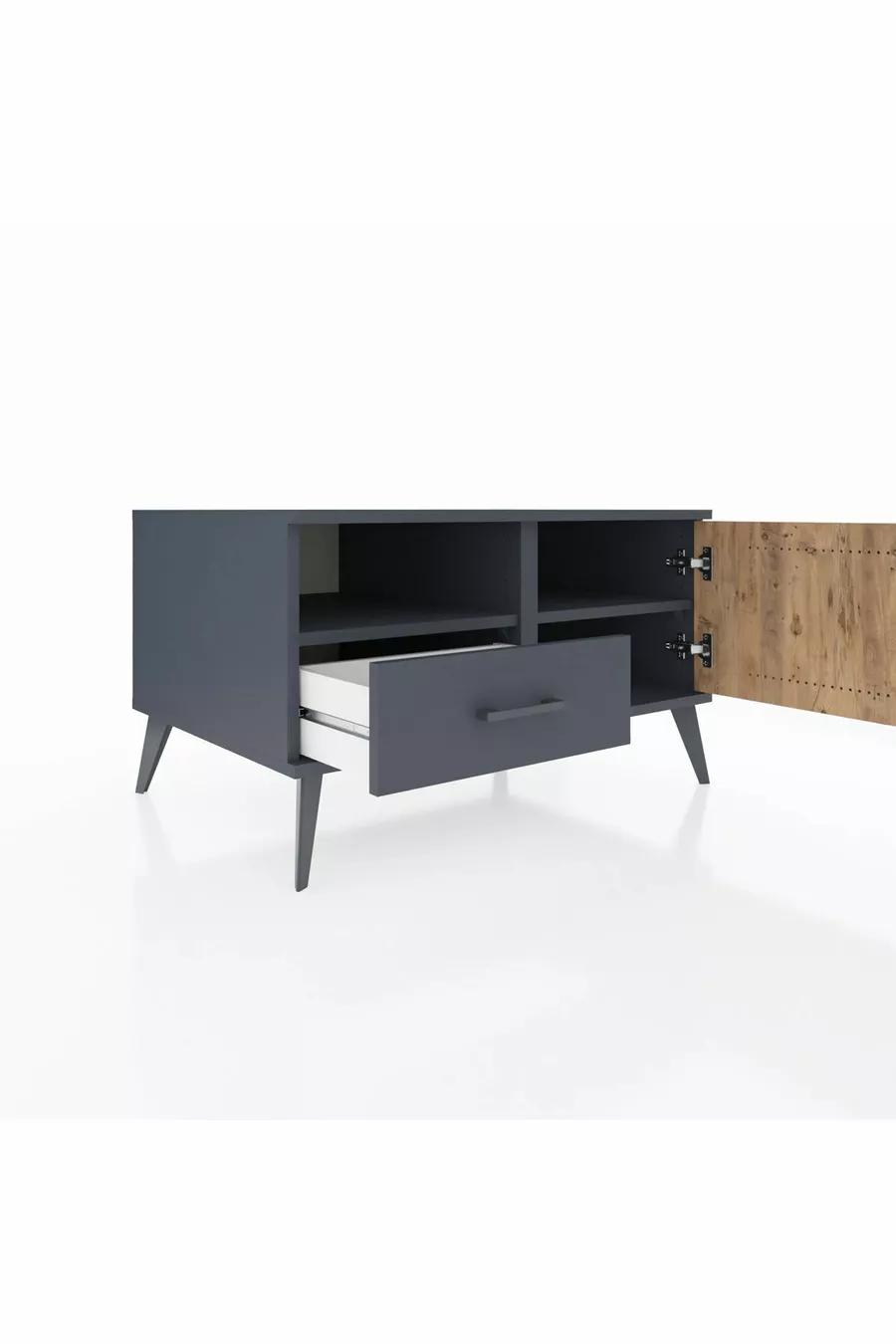 Kronos Dressoir met 2 planken, 1 lade en 1 deur, antraciet-den/antraciet