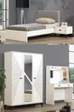 Chambre d'enfant Safir - Armoire 3 portes, Lit, Table de chevet, Bureau