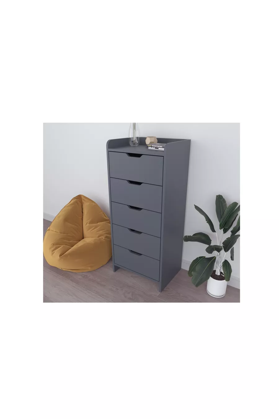 COMMODE LODOS, ANTHRACITE, 5 TIROIRS