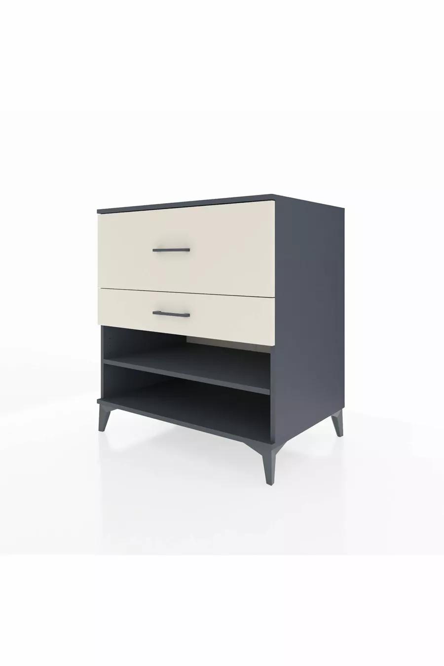 Commode Kronos à une étagère et 2 tiroirs Anthracite-Pierre de Lune