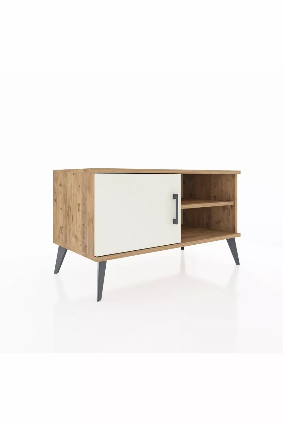 Commode Hyperion 2 étagères avec 1 porte Pin-Ambre/Pin
