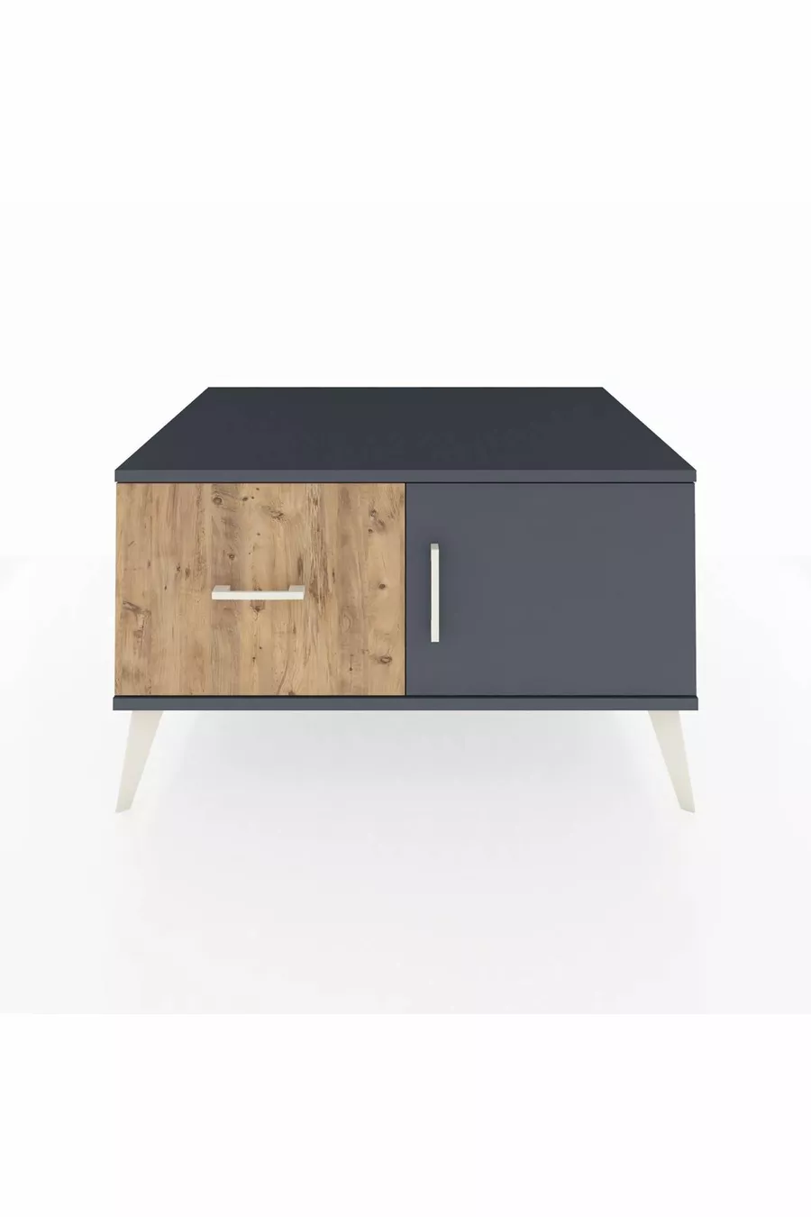 Commode Kronos avec une seule étagère, un tiroir et une porte, Anthracite-Anthracite/Pin