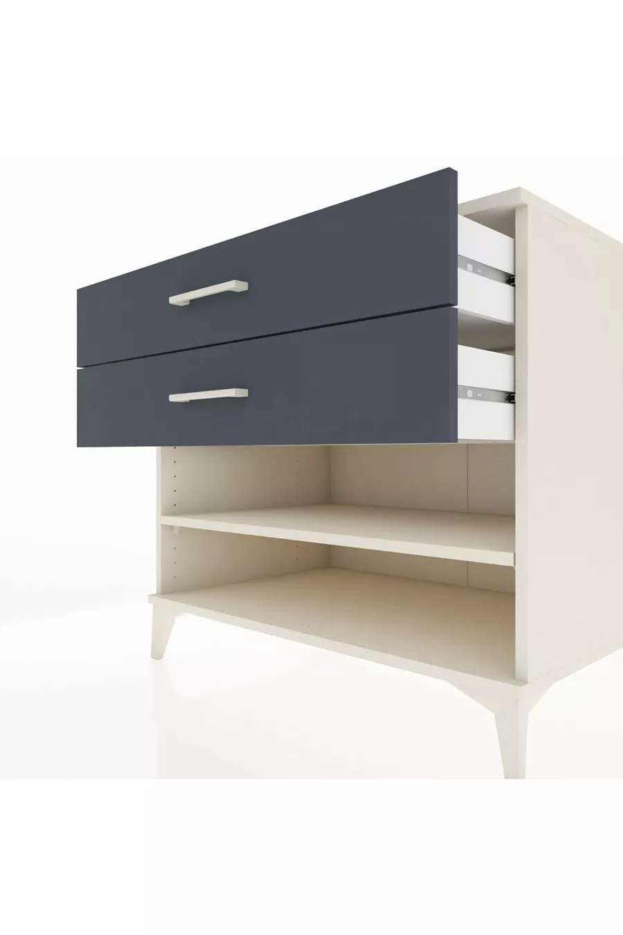 Commode Kronos à une étagère et 2 tiroirs, Pierre de lune-Anthracite