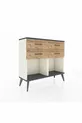 Commode Arges 4 tiroirs Pierre d'Agate-Anthracite/Pin