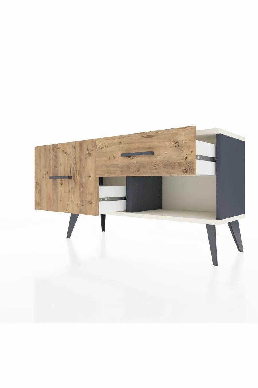 Arges Kommode 2 Schubladen Anthrazit-Stein/Pinie