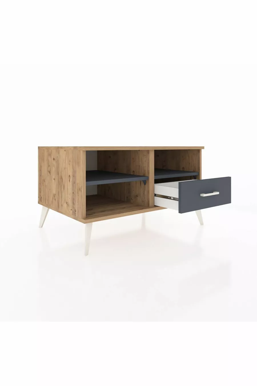 Commode Kronos 2 étagères 1 tiroir Pin-Anthracite