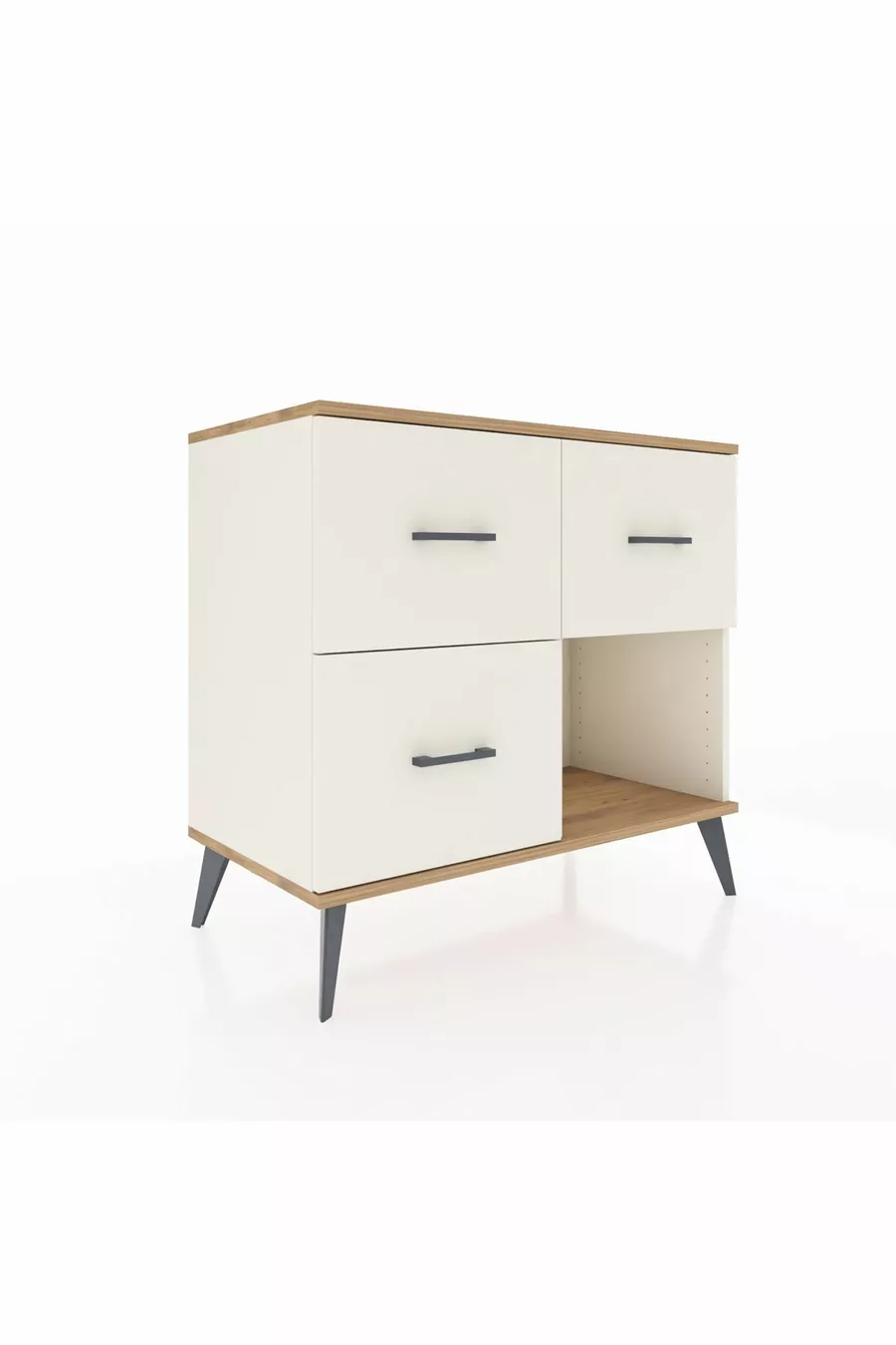 Commode Hyperion 3 tiroirs Pierre de lune-Sapin/Pierre de lune