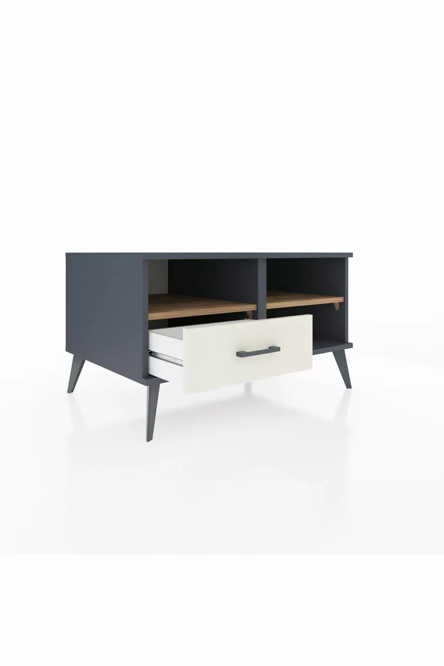 Commode Kronos 2 étagères 1 tiroir Anthracite-Cèdre/Mer de pierre