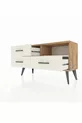 Commode Arges à un seul étagère et 3 tiroirs en pin-onyx