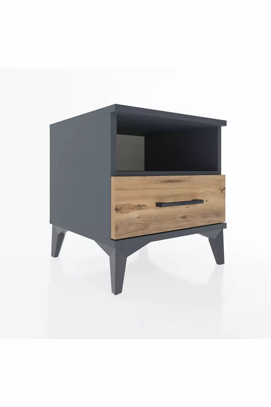 Commode Hyperion à une étagère et un tiroir Anthracite-Pin