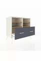 Commode Hyperion 4 étagères 2 tiroirs Pierre de Lune-Pin/Anthracite