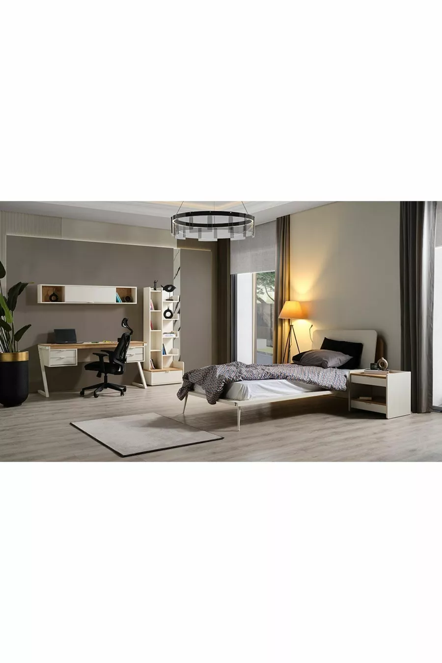 Chambre Moderne pour Jeune - Meuble à 3 Portes avec Couvercle