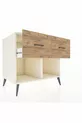 Commode Kronos 2 tiroirs Pierre de Lune-Anthracite/Pin