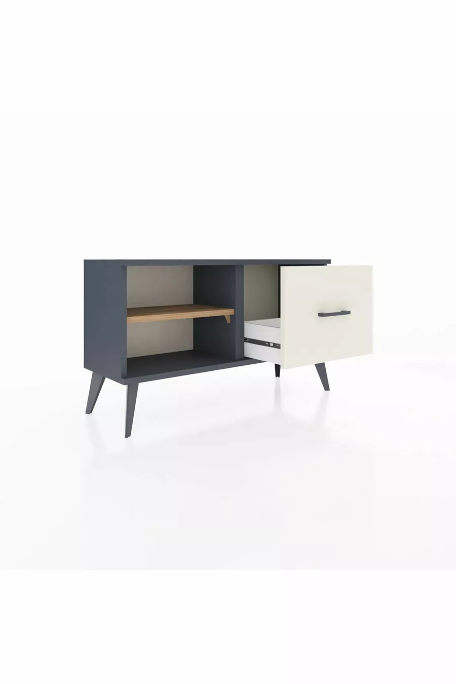 Arges Dresser Single Shelf Single Drawer Anthracite-Pine/Ayataş