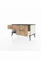 Commode Hyperion 2 tiroirs Pierre de lune-Anthracite/Sapin