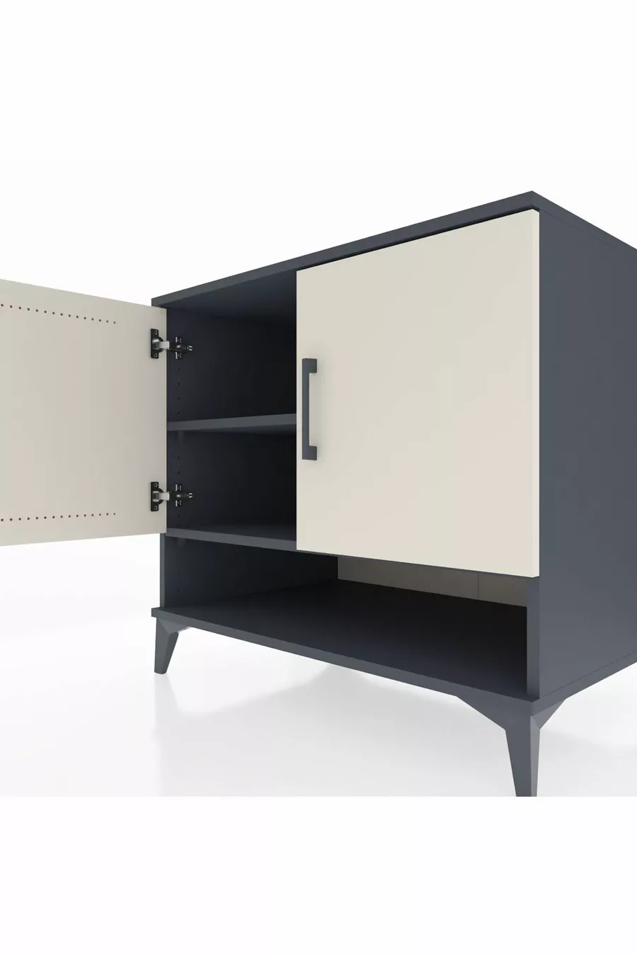 Commode Kronos 2 étagères 2 portes Anthracite-Pierre de lune