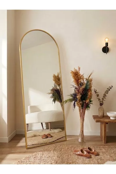 Gold Metal Oval Mirror with Detachable Legs