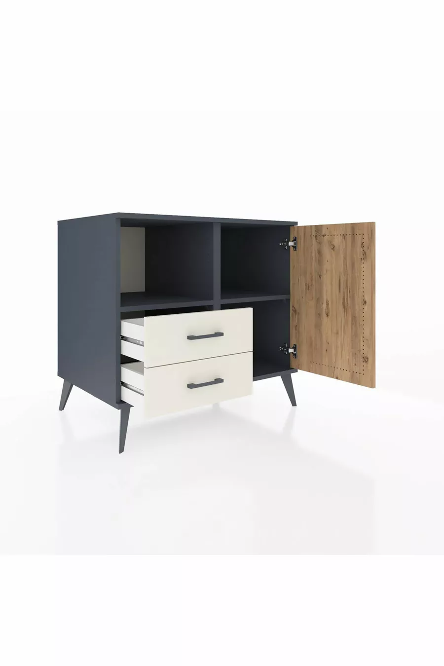 Kronos Dresser 2 Shelves 2 Drawers Single Door Anthracite-Pine/Agate