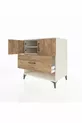 Commode Kronos avec 2 étagères, 1 tiroir et 2 portes, Pierre de Lune-Sapin