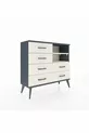 Commode Arges 2 étagères 6 tiroirs Anthracite-Pierre de lune