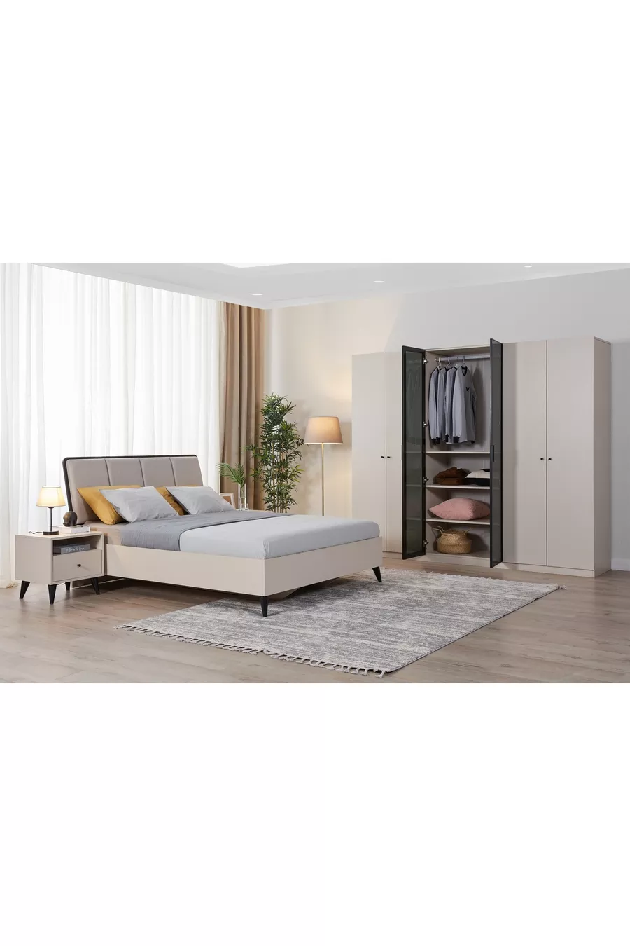 Solina Schlafzimmer-Set, Beige, 6-türig