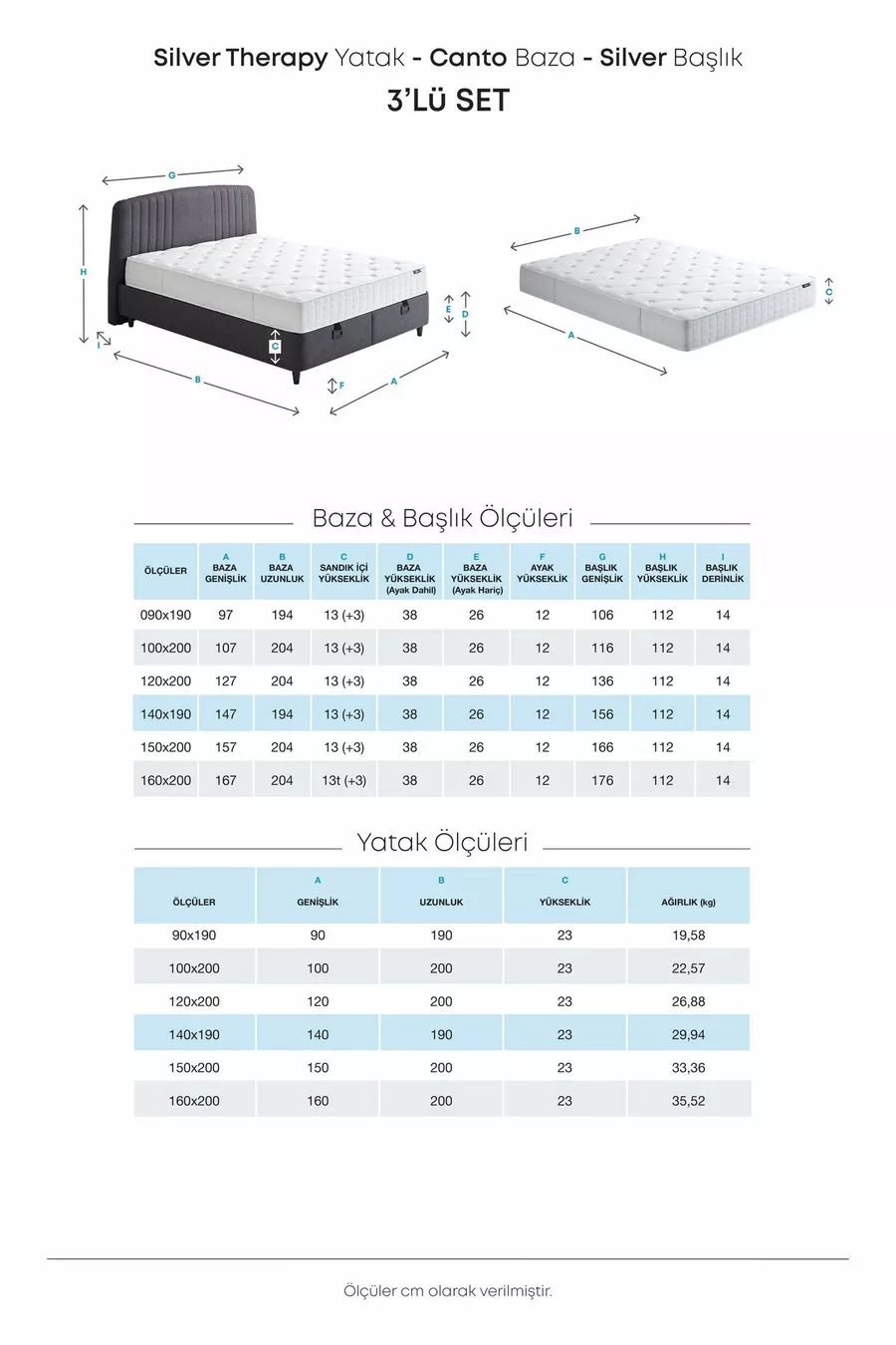 Silver Therapy Bed, Canto Onderstel, Silver Hoofdbord Eenpersoons 3-delige Set - Antraciet