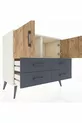 Commode Hyperion 2 étagères 4 tiroirs 2 portes Pierre de Lune-Sapin/Anthracite