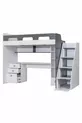 Lit superposé, bureau et bibliothèque Troya - Anthracite, 1 matelas Confort
