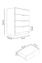 Commode Lento à 4 tiroirs pour chambre à coucher et chambre de bébé en chêne blanc