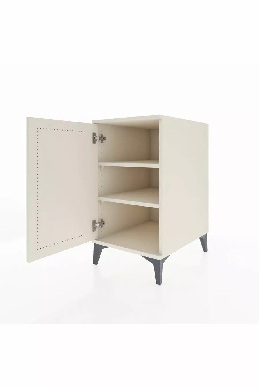 Table de chevet Aura avec 2 étagères et une porte en pierre de lune | Élégante et pratique
