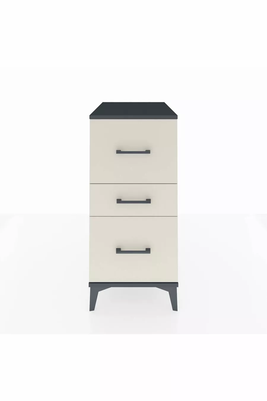 Table de chevet Kronos à 3 tiroirs Anthracite-Pierre de lune