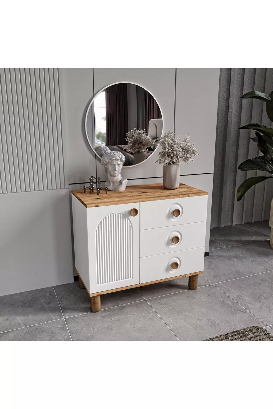 Installation gratuite - Chambre à coucher complète en MDF Flora à 6 portes - Sommier inclus