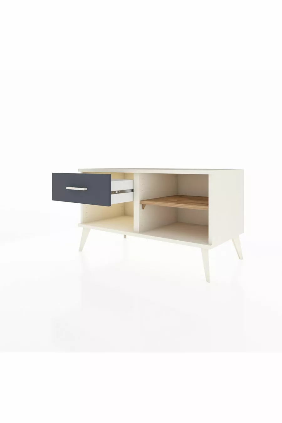 Commode Hyperion à une étagère et un tiroir Mésolithique-Pin/Anthracite