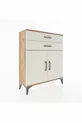 Commode Arges avec 2 étagères, 2 tiroirs et 2 portes, pin-pierre d'ardoise