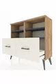 Commode Arges 4 étagères 2 tiroirs Pin-Anthracite/Gris pierre