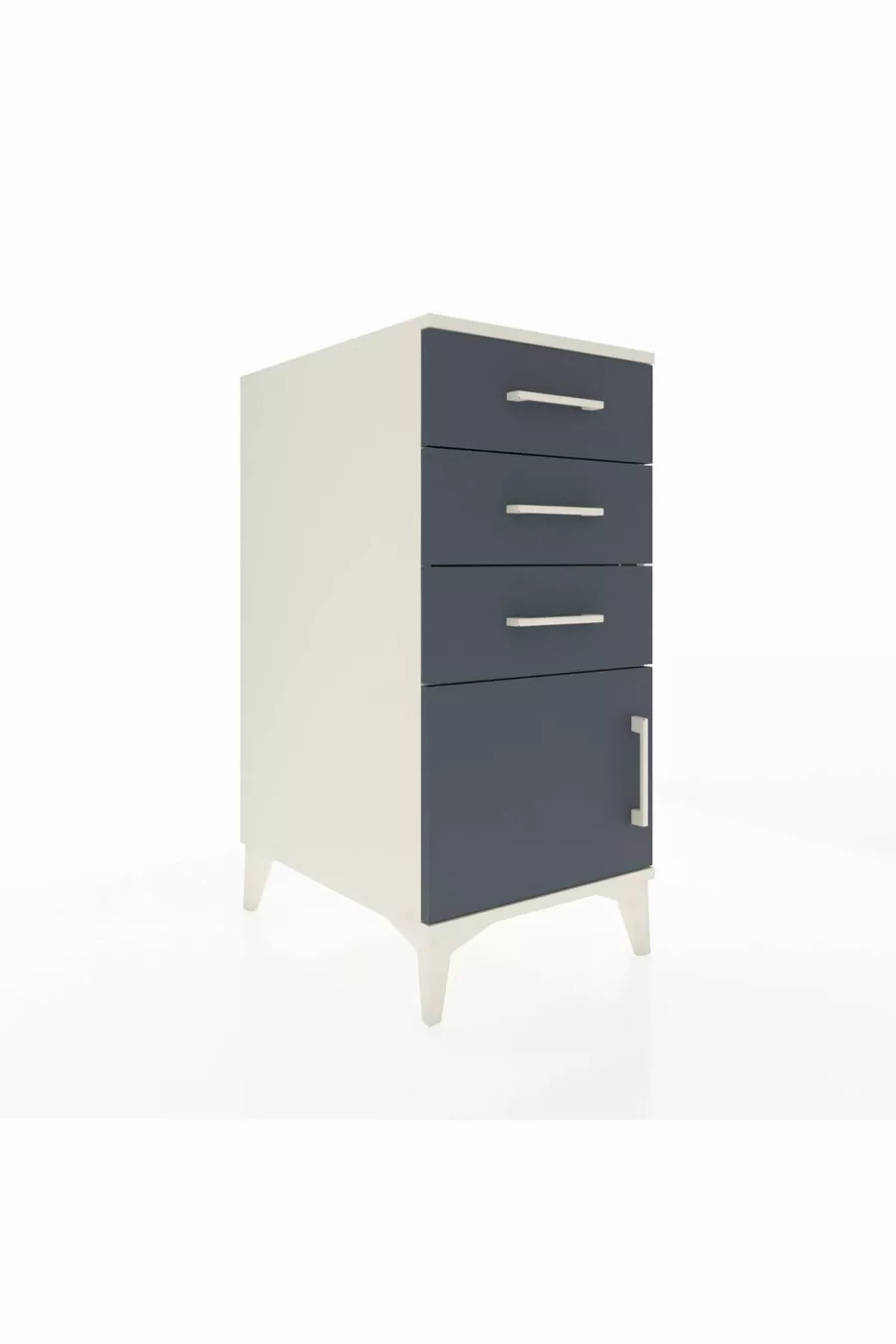 Kronos Table de Chevet 3 Tiroirs avec 1 Porte Mésolithique-Anthracite