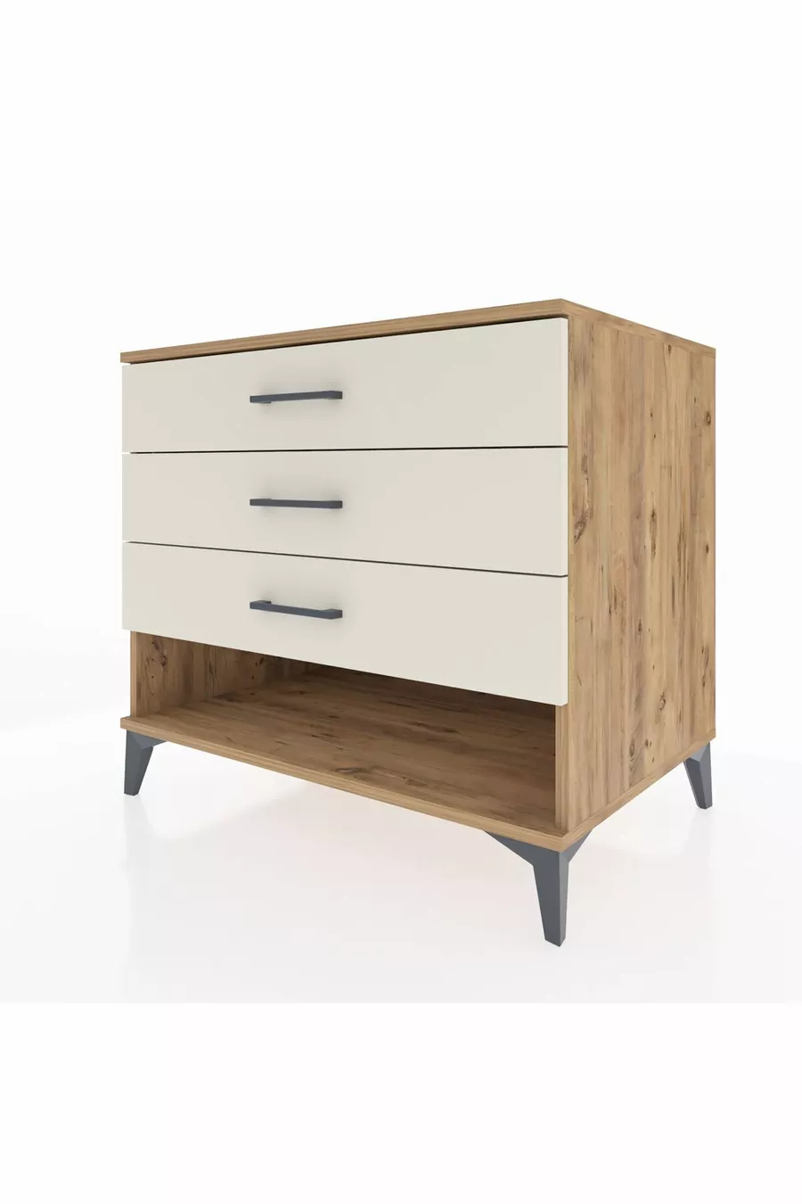 Kronos Kommode 3 Schubladen Kiefer-Marmor