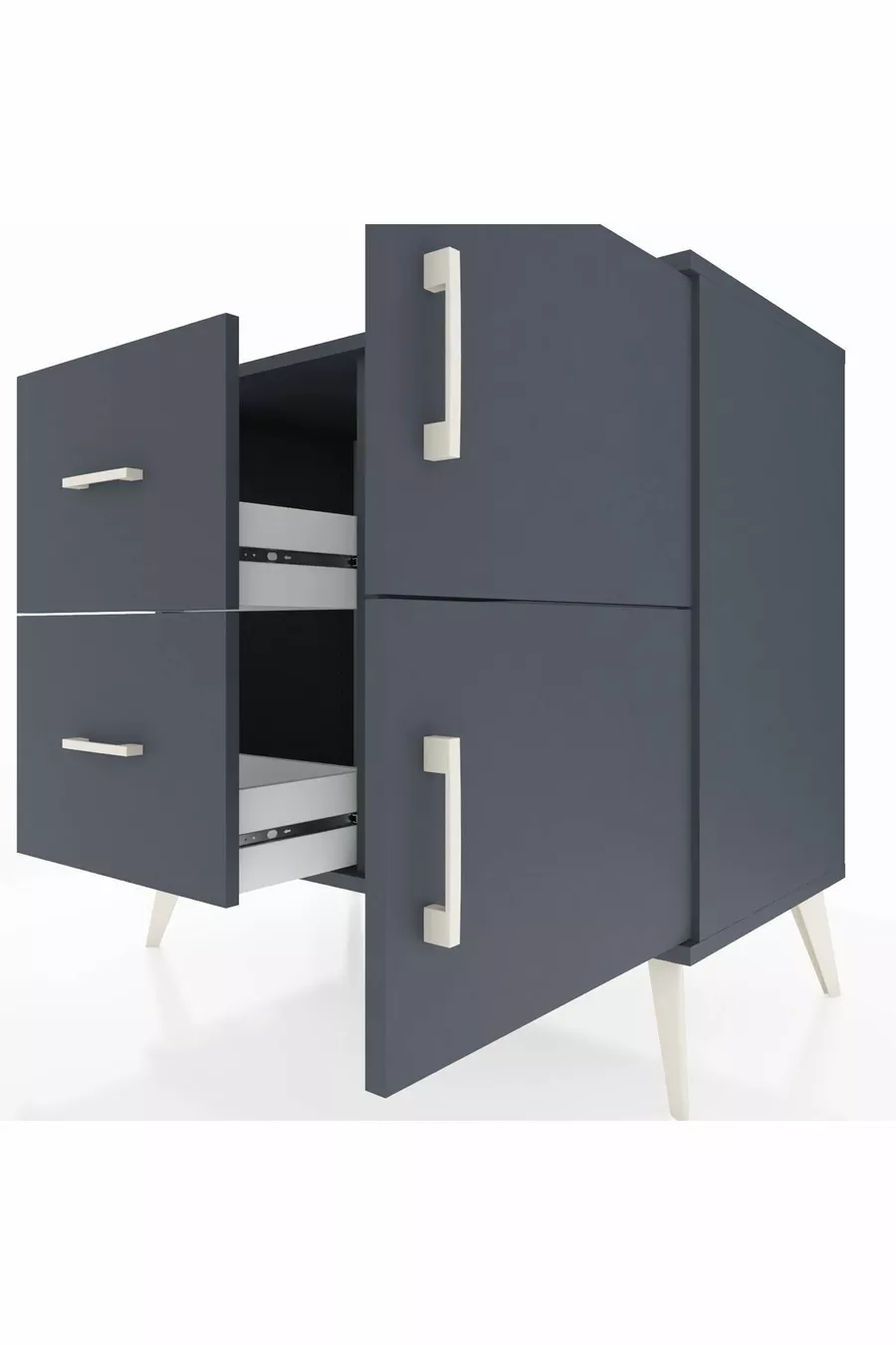 Bahut Hyperion à une étagère, 2 tiroirs et 2 portes, Anthracite-Anthracite