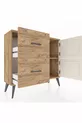 Commode Arges avec une seule étagère, 2 tiroirs et 2 portes, en pin-pierre d'âme/pin