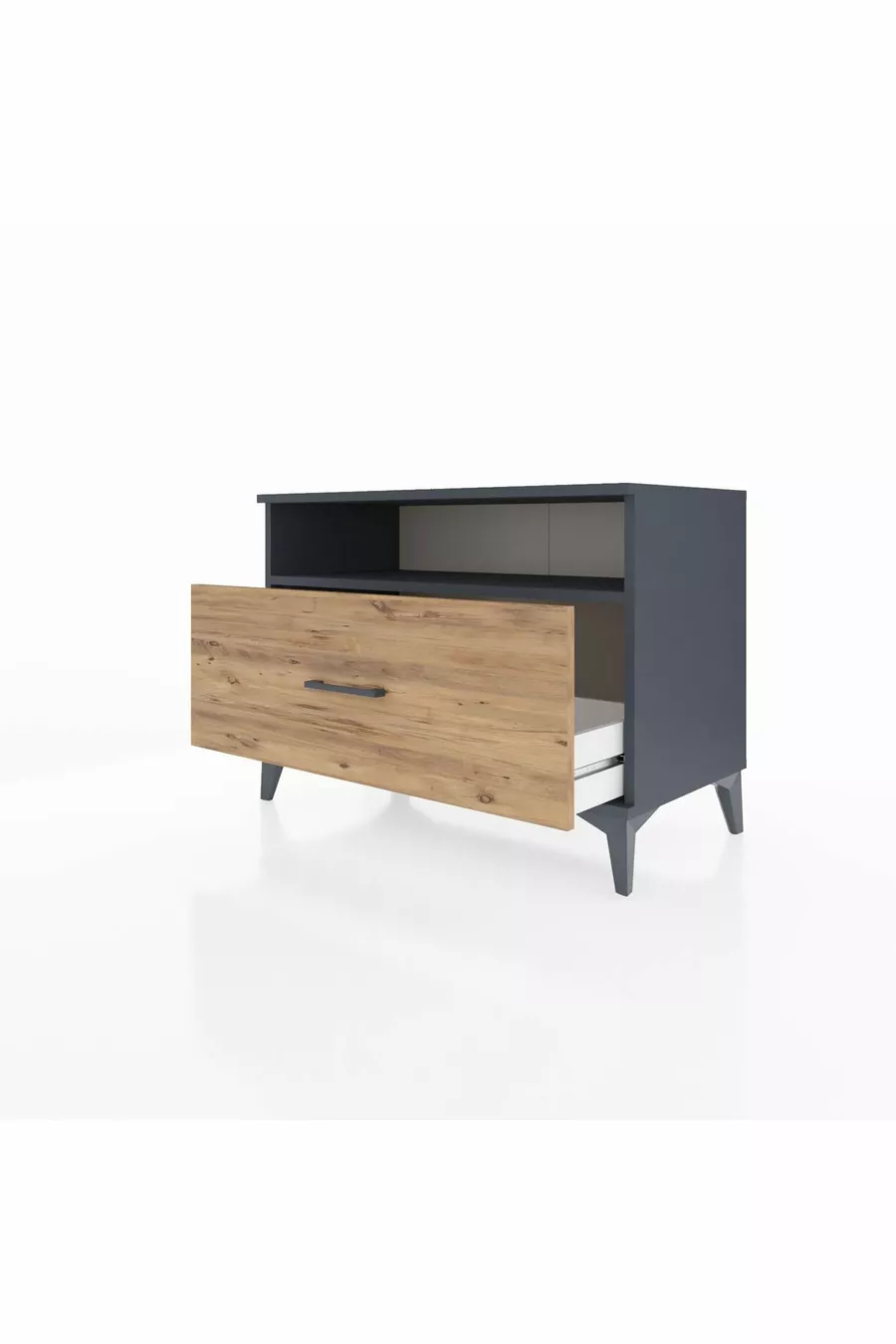 Commode Hyperion à une étagère et un tiroir, anthracite-pin