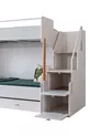 Lit superposé Ranza, lit superposé Vita Bohem avec tiroirs blanc, armoire à 4 portes, 2 matelas Comfort