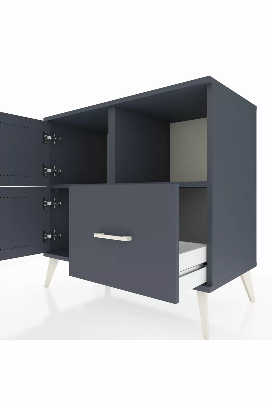 Commode Hyperion 2 étagères 1 tiroir 2 portes Anthracite-Anthracite