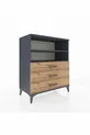 Commode Hyperion 2 étagères 3 tiroirs Anthracite-Pin