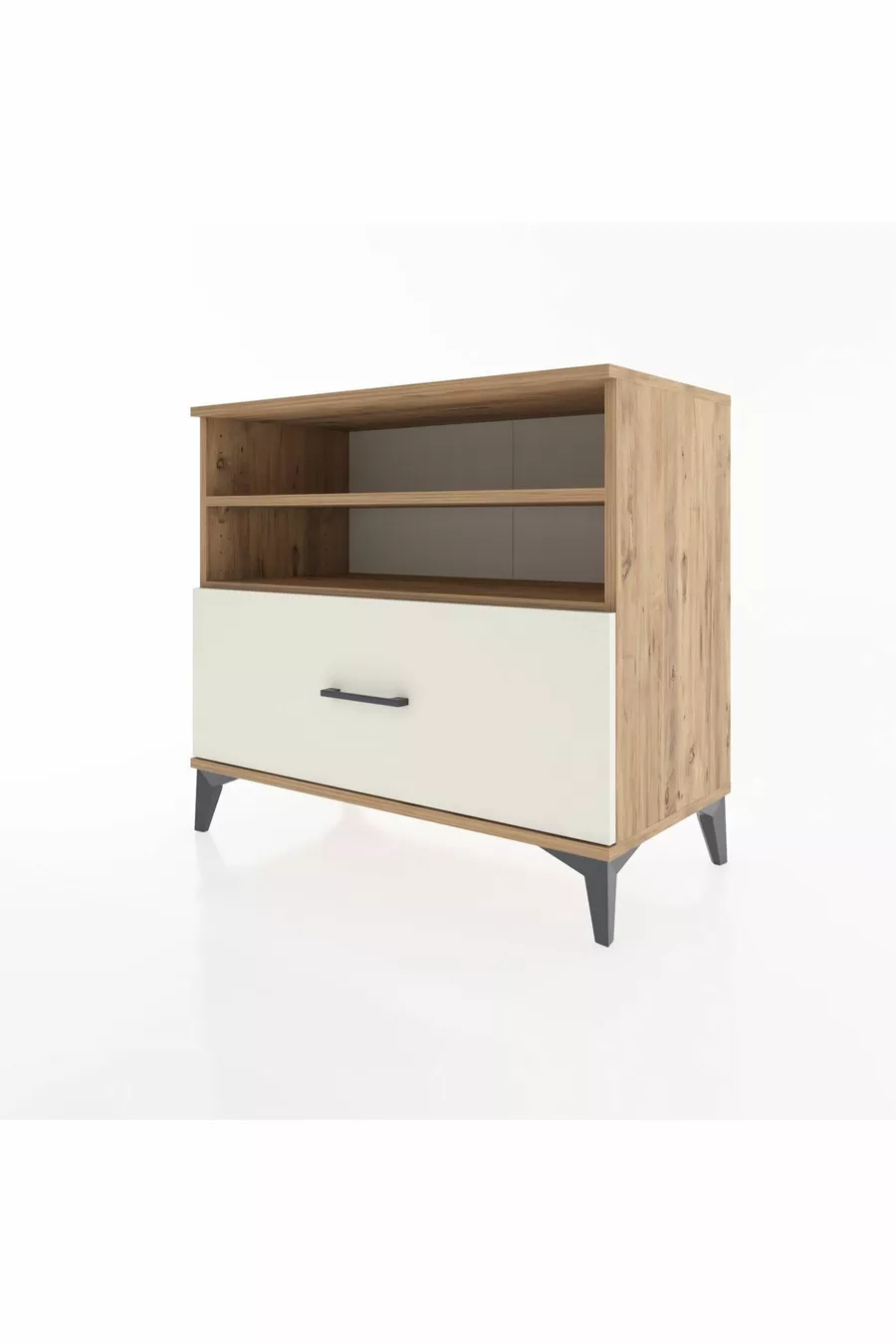 Commode Hyperion 2 étagères avec 1 tiroir en pin-pierre d'onyx