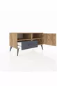 Commode Hyperion avec 2 étagères, 1 tiroir et 1 porte, Pin-Pin/Anthracite