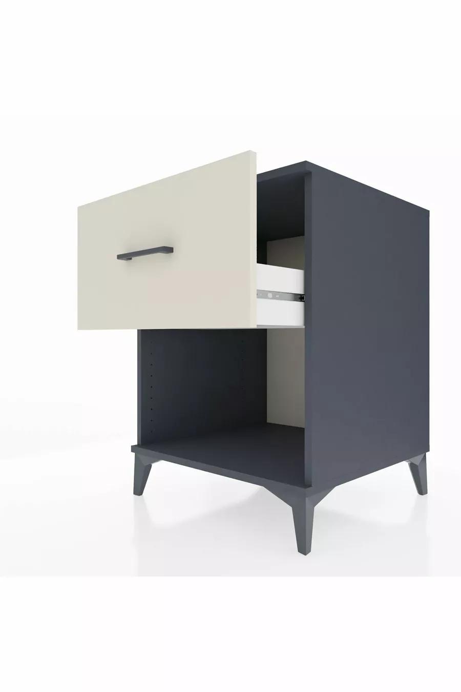 Chevet Kronos avec un tiroir unique Gris anthracite-Sable