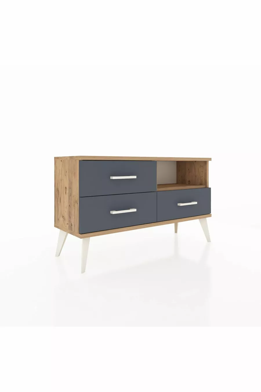 Arges Dresser Single Shelf 3 Drawers Pine-Pine/Anthracite