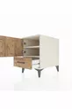 Kronos Table de chevet avec 2 étagères, 1 tiroir et 1 porte, Pierre de Lune-Pin