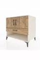 Commode Kronos avec 2 étagères, 1 tiroir et 2 portes, Pierre de Lune-Sapin