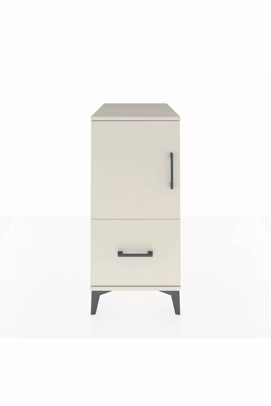 Kronos Table de chevet avec 2 étagères, 1 tiroir et 1 porte, Pierre de Lune-Pierres de Lune